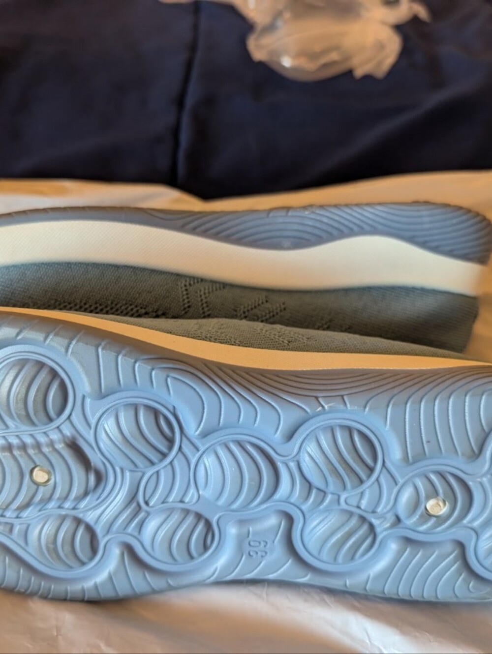 Light Blue Knit Slip-On Sneakers Size 7.5 - Picture 5 of 11